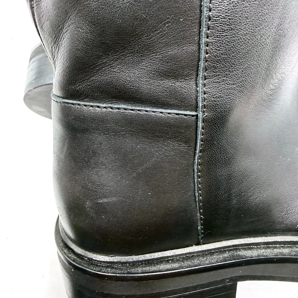 AllSaints Mindy Boot Black Leather Over The Knee Lug Sole Platform Tall Sz‎ 6